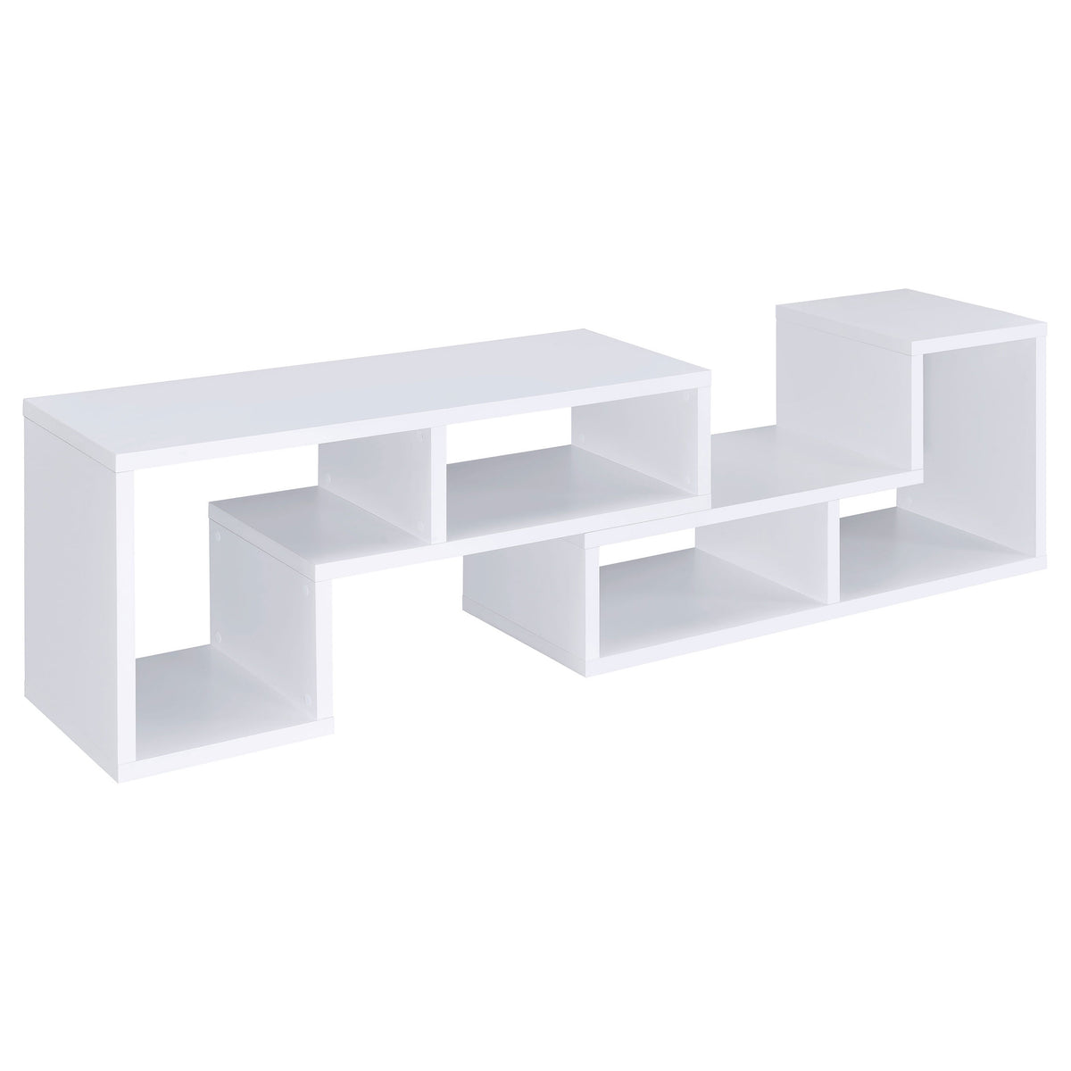 Velma 2-Piece L-Shaped Console Bookcase & TV Stand - Reconfigurable Open Shelving in White – view 14