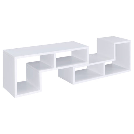 Velma 2-Piece L-Shaped Console Bookcase & TV Stand - Reconfigurable Open Shelving in White – view 14