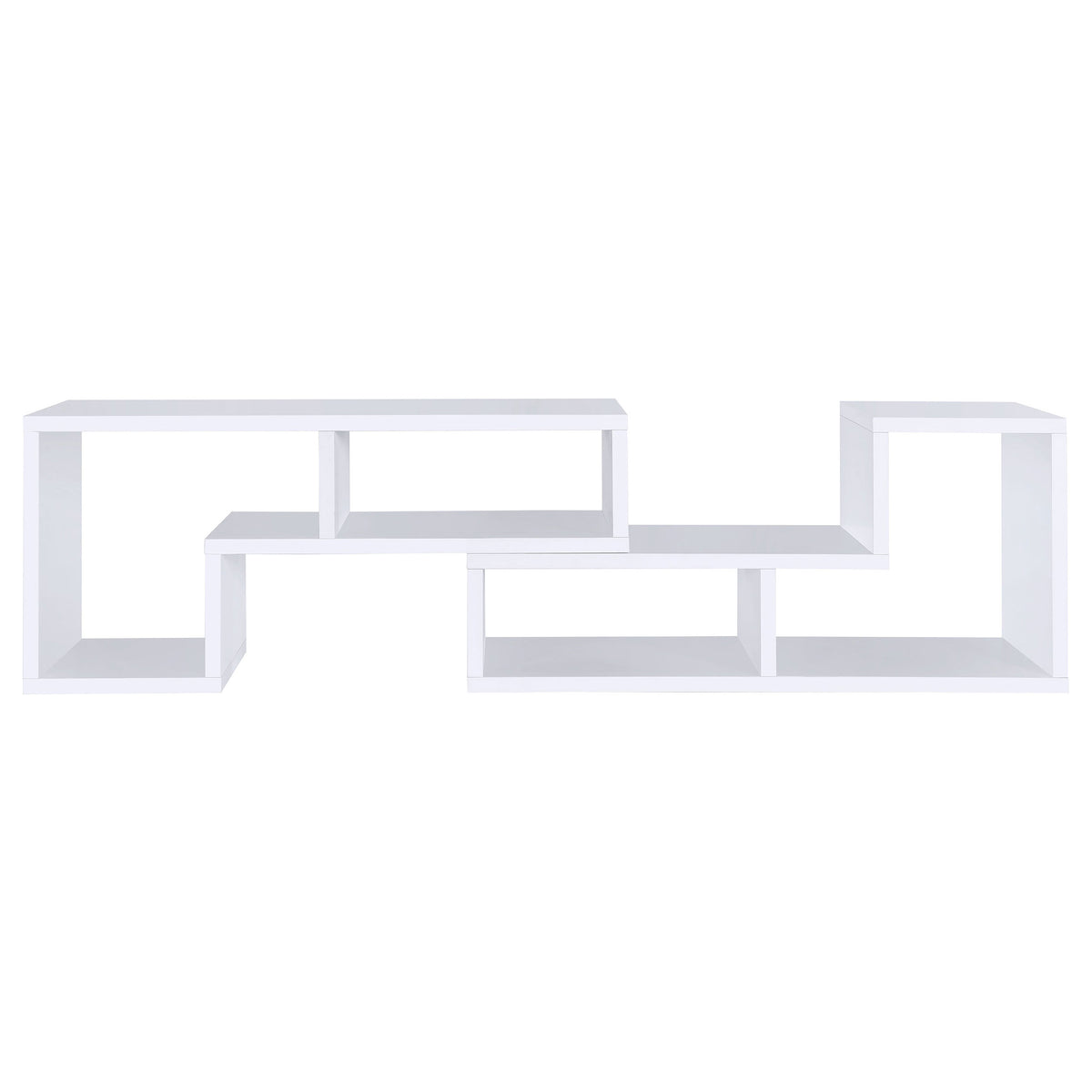Velma 2-Piece L-Shaped Console Bookcase & TV Stand - Reconfigurable Open Shelving in White – view 16