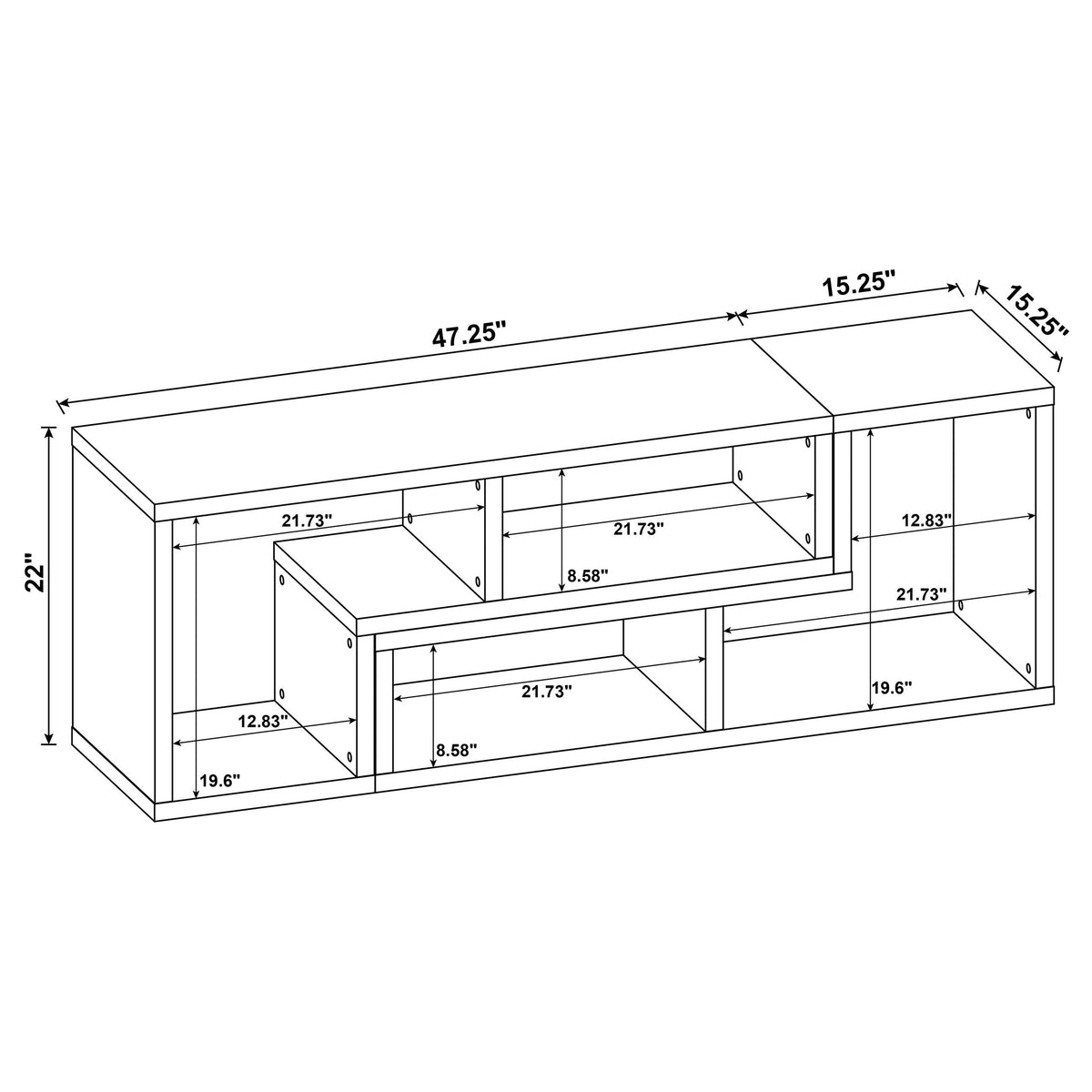Velma 2-Piece L-Shaped Console Bookcase & TV Stand - Reconfigurable Open Shelving in White – view 20