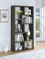 Theo 71" 6-Shelf Staggered Bookshelf - Reversible Open Cubbies in Weathered Grey – view 1