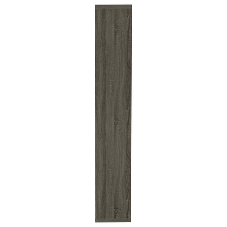 Theo 71" 6-Shelf Staggered Bookshelf - Reversible Open Cubbies in Weathered Grey – view 5