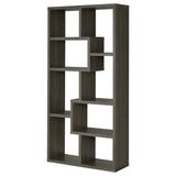 Theo 71" 6-Shelf Staggered Bookshelf - Reversible Open Cubbies in Weathered Grey – view 8