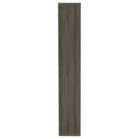 Theo 71" 6-Shelf Staggered Bookshelf - Reversible Open Cubbies in Weathered Grey – view 9