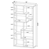 Theo 71" 6-Shelf Staggered Bookshelf - Reversible Open Cubbies in Weathered Grey – view 11
