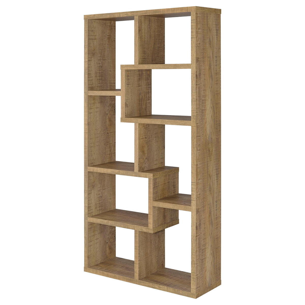 Theo 71" 6-Shelf Staggered Bookshelf - Reversible Open Back Design in Mango – view 4