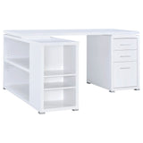 Yvette 60" L-Shaped Computer Desk - 3 Drawers, Open Shelves & Cubbies in White – view 4