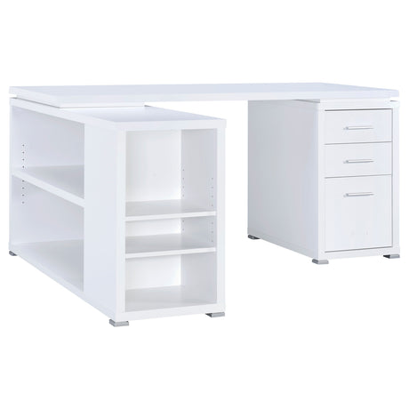 Yvette 60" L-Shaped Computer Desk - 3 Drawers, Open Shelves & Cubbies in White – view 4