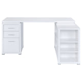 Yvette 60" L-Shaped Computer Desk - 3 Drawers, Open Shelves & Cubbies in White – view 5