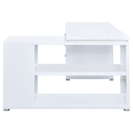 Yvette 60" L-Shaped Computer Desk - 3 Drawers, Open Shelves & Cubbies in White – view 6