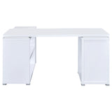 Yvette 60" L-Shaped Computer Desk - 3 Drawers, Open Shelves & Cubbies in White – view 8