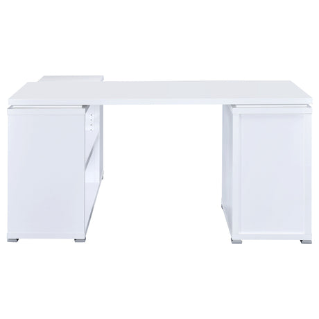 Yvette 60" L-Shaped Computer Desk - 3 Drawers, Open Shelves & Cubbies in White – view 8