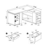 Yvette 60" L-Shaped Computer Desk - 3 Drawers, Open Shelves & Cubbies in White – view 11