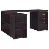 Yvette 60" L-Shaped Computer Desk - 3 Drawers, Open Shelves & Cubbies in Cappuccino – view 4