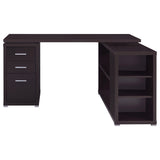 Yvette 60" L-Shaped Computer Desk - 3 Drawers, Open Shelves & Cubbies in Cappuccino – view 5