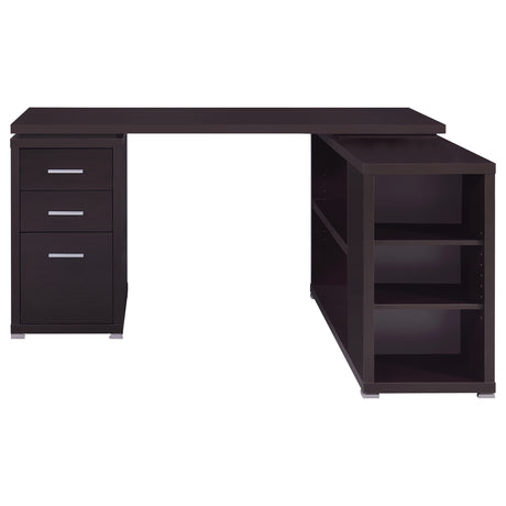 Yvette 60" L-Shaped Computer Desk - 3 Drawers, Open Shelves & Cubbies in Cappuccino – view 5