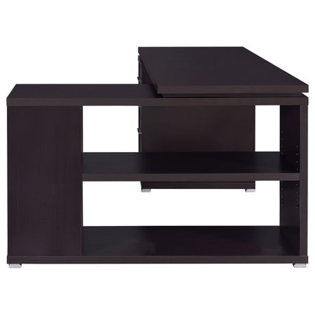 Yvette 60" L-Shaped Computer Desk - 3 Drawers, Open Shelves & Cubbies in Cappuccino – view 6