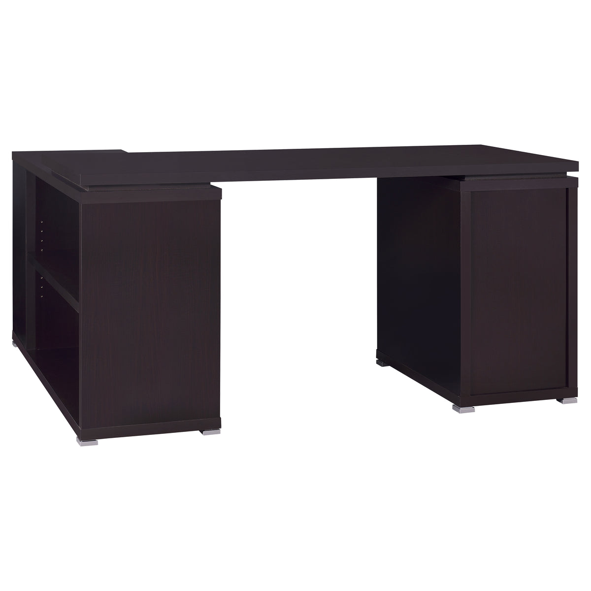 Yvette 60" L-Shaped Computer Desk - 3 Drawers, Open Shelves & Cubbies in Cappuccino – view 7