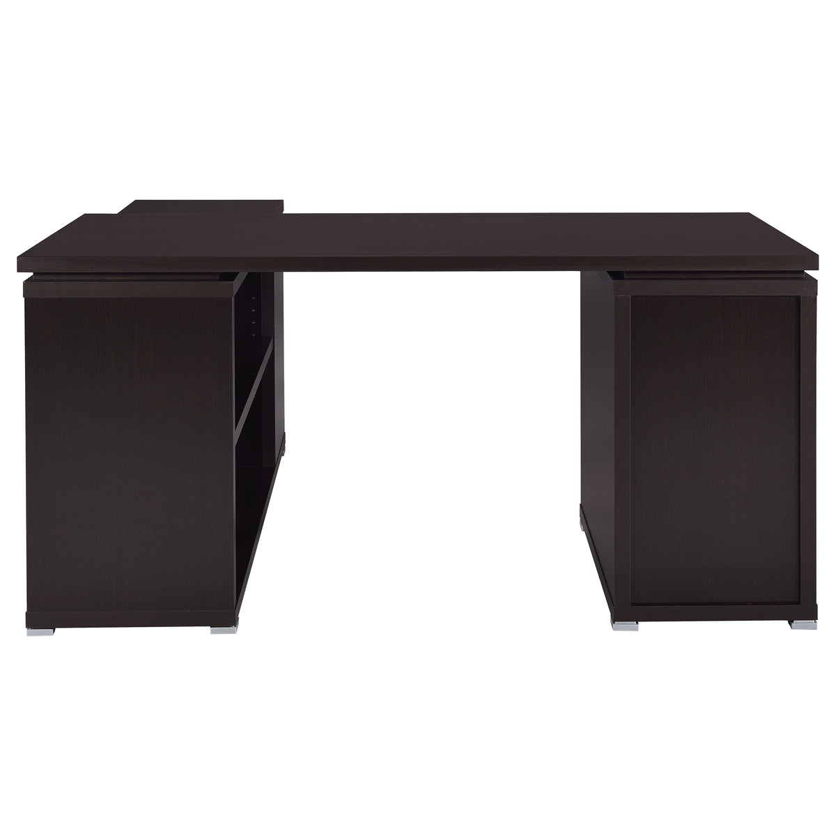 Yvette 60" L-Shaped Computer Desk - 3 Drawers, Open Shelves & Cubbies in Cappuccino – view 8