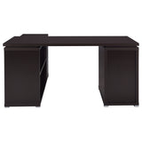 Yvette 60" L-Shaped Computer Desk - 3 Drawers, Open Shelves & Cubbies in Cappuccino – view 8