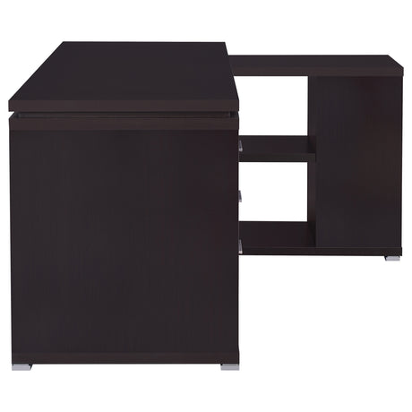 Yvette 60" L-Shaped Computer Desk - 3 Drawers, Open Shelves & Cubbies in Cappuccino – view 9