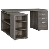 Yvette 60" L-Shaped Computer Desk - Weathered Grey Corner Desk with 3 Drawers & Open Shelves – view 4
