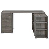Yvette 60" L-Shaped Computer Desk - Weathered Grey Corner Desk with 3 Drawers & Open Shelves – view 5