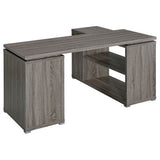 Yvette 60" L-Shaped Computer Desk - Weathered Grey Corner Desk with 3 Drawers & Open Shelves – view 7