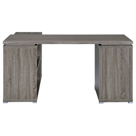 Yvette 60" L-Shaped Computer Desk - Weathered Grey Corner Desk with 3 Drawers & Open Shelves – view 8