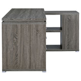 Yvette 60" L-Shaped Computer Desk - Weathered Grey Corner Desk with 3 Drawers & Open Shelves – view 9