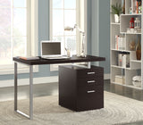 Brennan 47" Computer Desk with 3-Drawer Pedestal - Cappuccino with Silver Metal Open-Leg Frame – view 1
