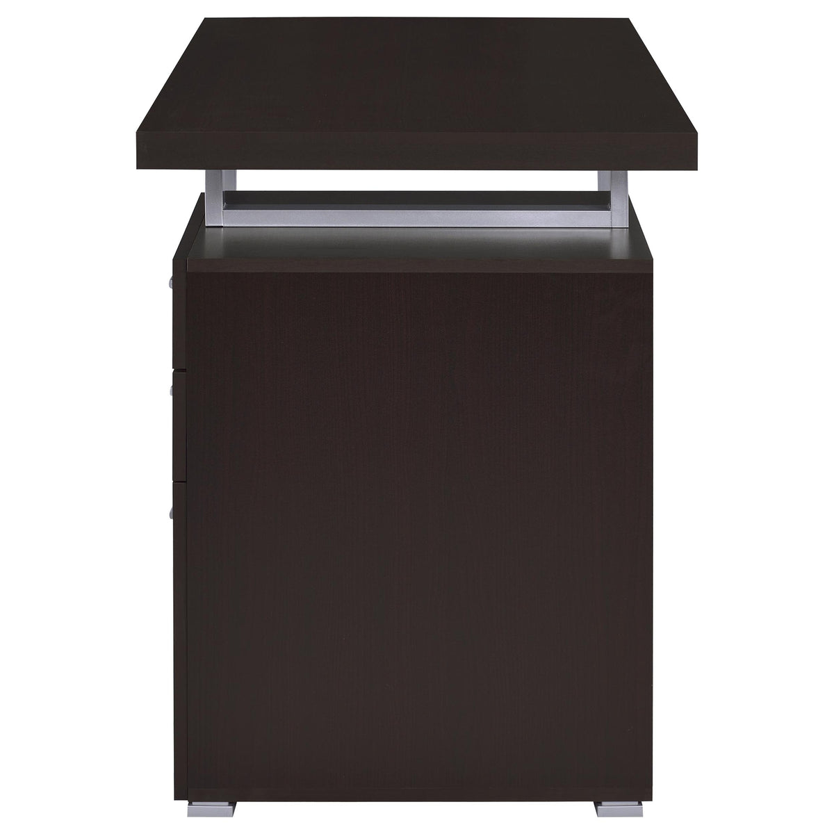 Brennan 47" Computer Desk with 3-Drawer Pedestal - Cappuccino with Silver Metal Open-Leg Frame – view 6