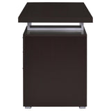 Brennan 47" Computer Desk with 3-Drawer Pedestal - Cappuccino with Silver Metal Open-Leg Frame – view 6