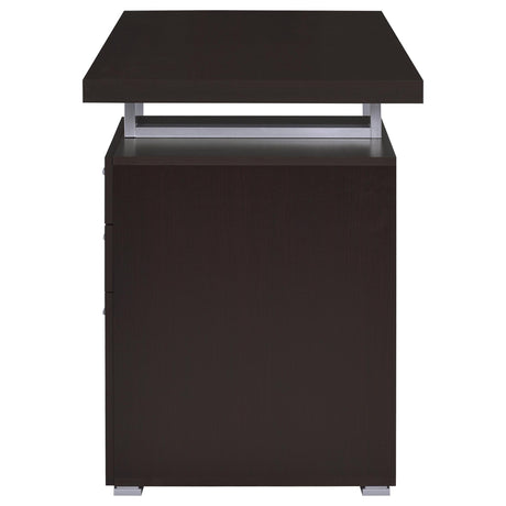 Brennan 47" Computer Desk with 3-Drawer Pedestal - Cappuccino with Silver Metal Open-Leg Frame – view 6