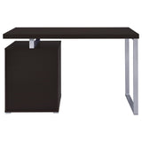 Brennan 47" Computer Desk with 3-Drawer Pedestal - Cappuccino with Silver Metal Open-Leg Frame – view 8