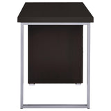 Brennan 47" Computer Desk with 3-Drawer Pedestal - Cappuccino with Silver Metal Open-Leg Frame – view 9