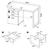 Brennan 47" Computer Desk with 3-Drawer Pedestal - Cappuccino with Silver Metal Open-Leg Frame – view 11