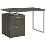 Brennan 47" Computer Desk with 3-Drawer Pedestal - Weathered Grey & Silver Metal – view 4