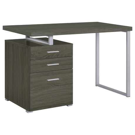 Brennan 47" Computer Desk with 3-Drawer Pedestal - Weathered Grey & Silver Metal – view 4