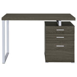 Brennan 47" Computer Desk with 3-Drawer Pedestal - Weathered Grey & Silver Metal – view 5