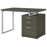 Brennan 47" Computer Desk with 3-Drawer Pedestal - Weathered Grey & Silver Metal – view 6