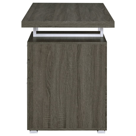 Brennan 47" Computer Desk with 3-Drawer Pedestal - Weathered Grey & Silver Metal – view 7