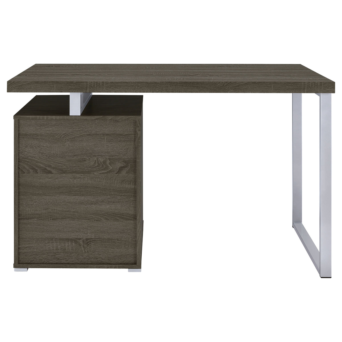 Brennan 47" Computer Desk with 3-Drawer Pedestal - Weathered Grey & Silver Metal – view 9