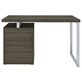 Brennan 47" Computer Desk with 3-Drawer Pedestal - Weathered Grey & Silver Metal – view 9