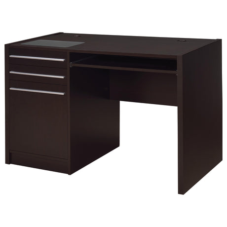 Halston 47" Computer Desk with Glass Inset & Built-In Power