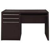 Halston 47" Computer Desk with Glass Inset & Built-In Power - Drawers, Keyboard Tray & Cabinet in Cappuccino – view 4