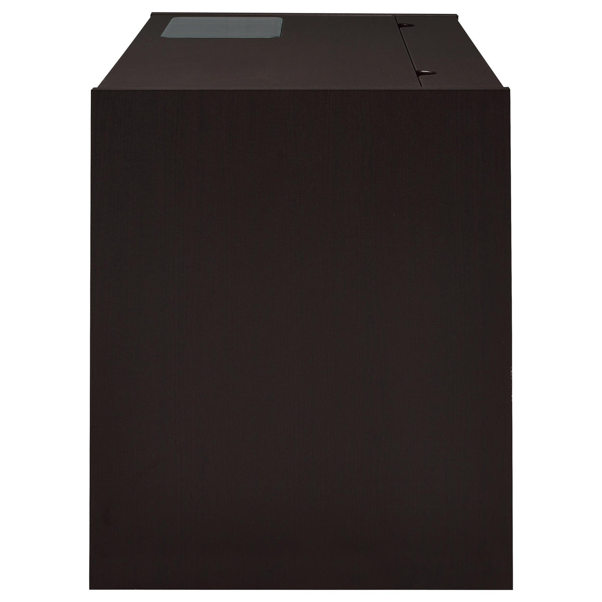 Halston 47" Computer Desk with Glass Inset & Built-In Power - Drawers, Keyboard Tray & Cabinet in Cappuccino – view 5