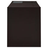 Halston 47" Computer Desk with Glass Inset & Built-In Power - Drawers, Keyboard Tray & Cabinet in Cappuccino – view 5