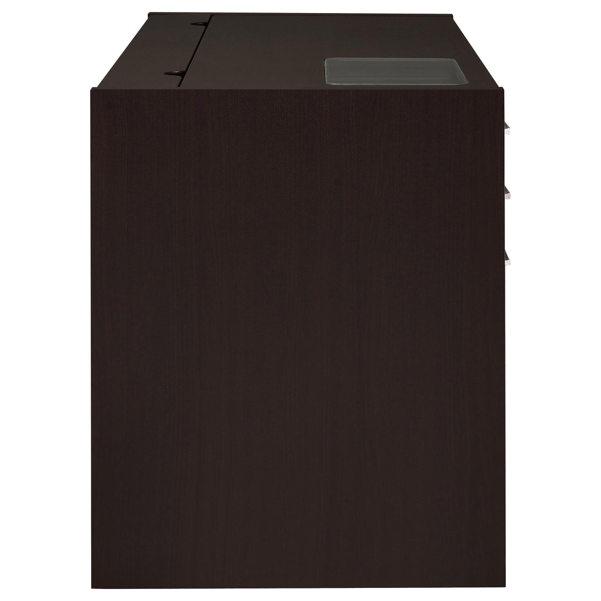 Halston 47" Computer Desk with Glass Inset & Built-In Power - Drawers, Keyboard Tray & Cabinet in Cappuccino – view 7