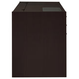 Halston 47" Computer Desk with Glass Inset & Built-In Power - Drawers, Keyboard Tray & Cabinet in Cappuccino – view 7
